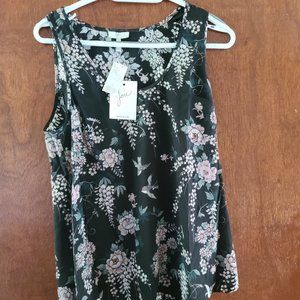 Joie Women's M Floral/Bird Printed 100% Silk Tank Top